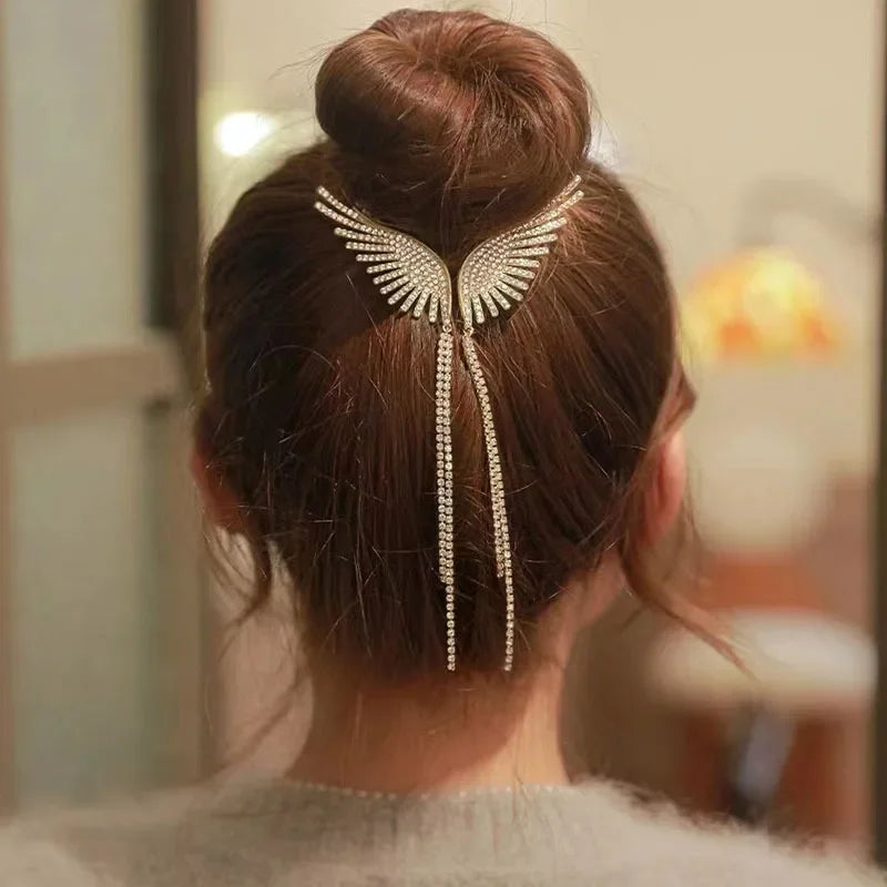 Wings pearl rhinestone hair clip for girls