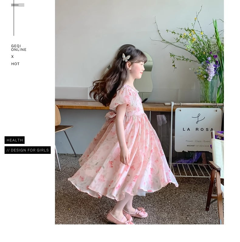 Western frock half sleeve floral printed frock for girls