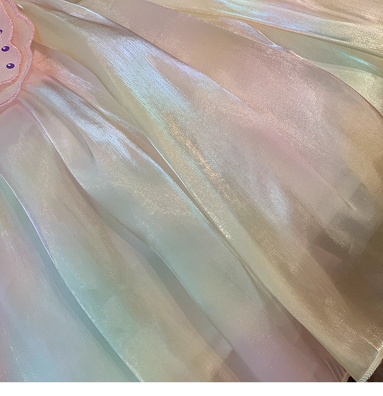 4634 Kids fashion Pakistan colorfull rainbow winged princess frock for girls