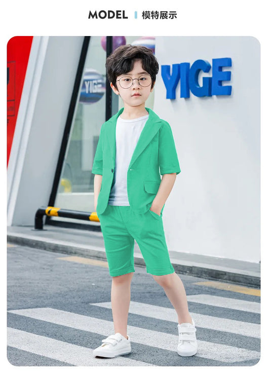 3pcs casual style coat+shirt with short Formal Dress for boys and girls