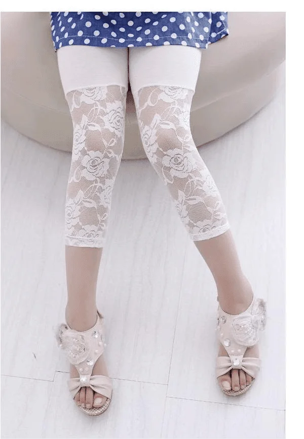 Cotton blended stretchable net new flower capri for girls