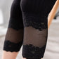 Girls' Summer Breathable Slim-Fit Capri Pants with Contrast Lace Trim, Stretchy Solid Color Casual Shorts for Skirts &amp; Dresses, Comfortable Playwear