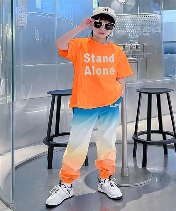 Korean style long trouser with glitter shirt dress for boys