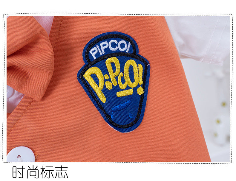 4186 Fake jacket style shirt with short+bow 3 pcs dress for boys