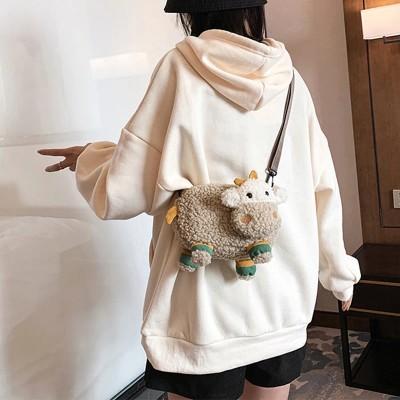 Crossbody bag cartoon cow shape with belt for girls