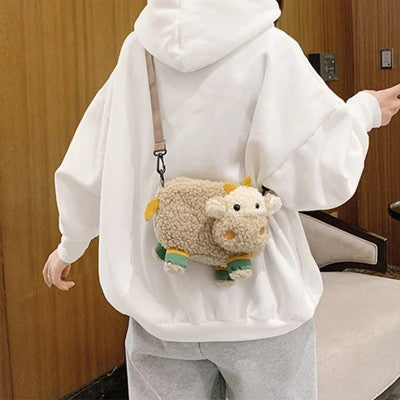 Crossbody bag cartoon cow shape with belt for girls