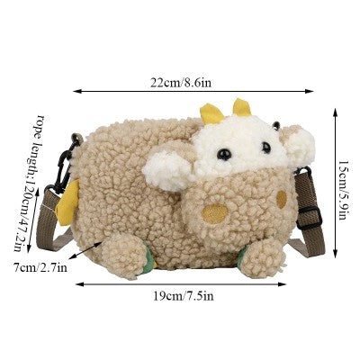 Crossbody bag cartoon cow shape with belt for girls