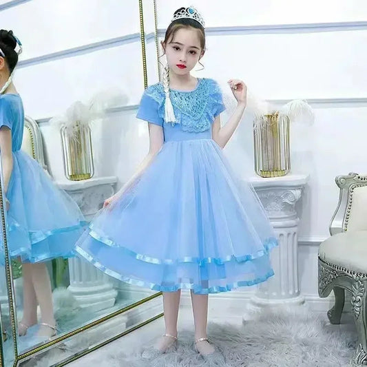 Stylish round neck sequin frock for girls