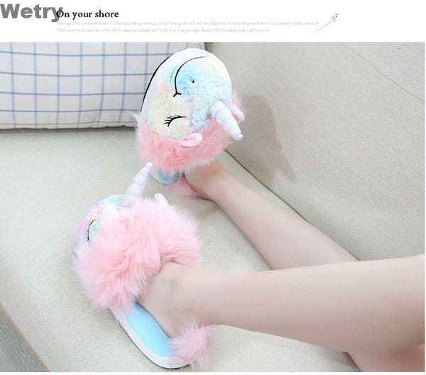 Girls shoes unicorn lovely warm furr slippers for girls 4 to 10 year