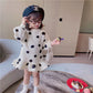 Baby clothes polka dot and strawberry clothe casual fleece dress for girls