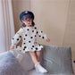 Baby clothes polka dot and strawberry clothe casual fleece dress for girls