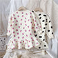 Baby clothes polka dot and strawberry clothe casual fleece dress for girls