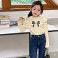 Kids fashion top knotbow pinted shirt with jeans pant dress for girls
