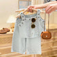Girls Shoulder Straps Top look Embroidered  With Lose Trousers