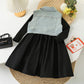 4517 Denim vest jacket + long sleeved 2 pcs dress for girls