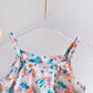 New fashion flower sling top+bow and pant 3 pcs dress for grils