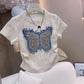 kids clothing embroidered top shirt with denim skirt + belt dress for girls