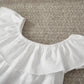 Off shoulder ruffle top shirt elastic waist + hair Band dress 3 piece dress for girls