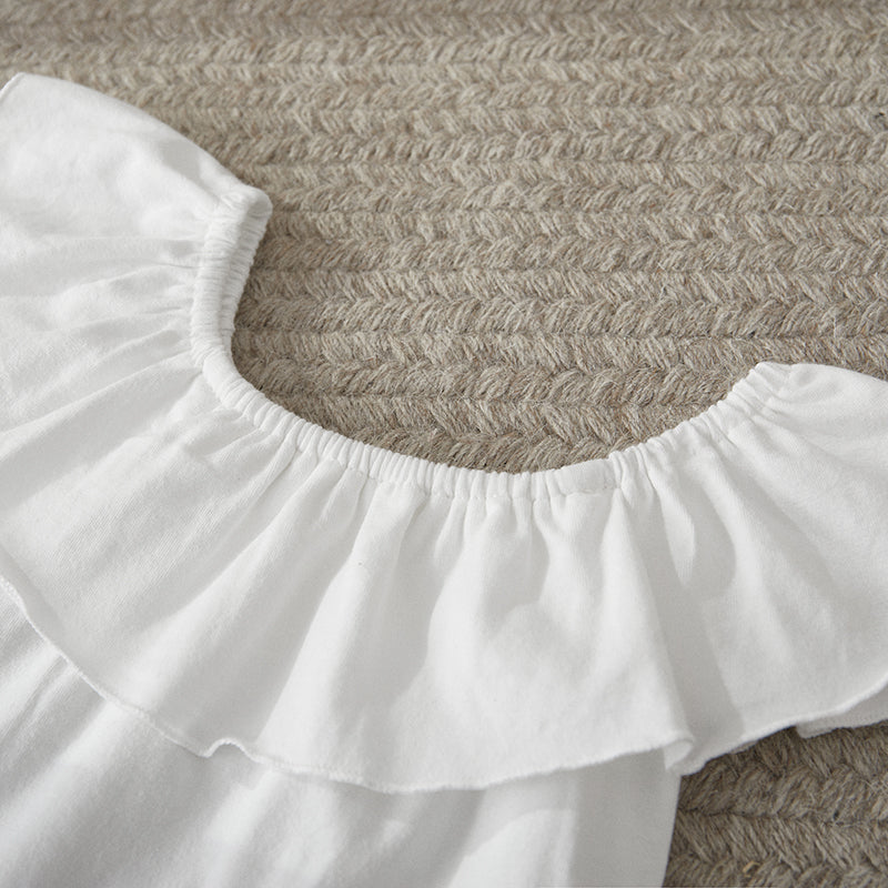 Off shoulder ruffle top shirt elastic waist + hair Band dress 3 piece dress for girls