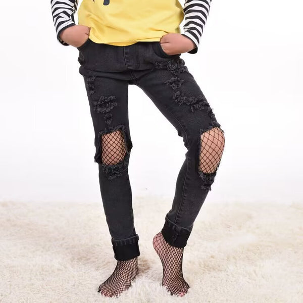 Hollow out stocking pantyhose black club party long mesh legging for girls