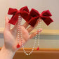 Bow hair pin tassel pearl for girls