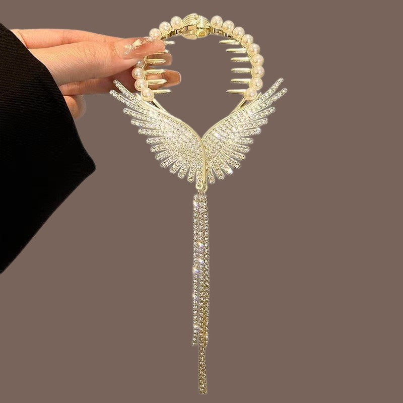 Wings pearl rhinestone hair clip for girls