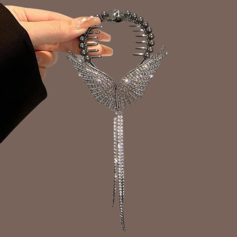 Wings pearl rhinestone hair clip for girls