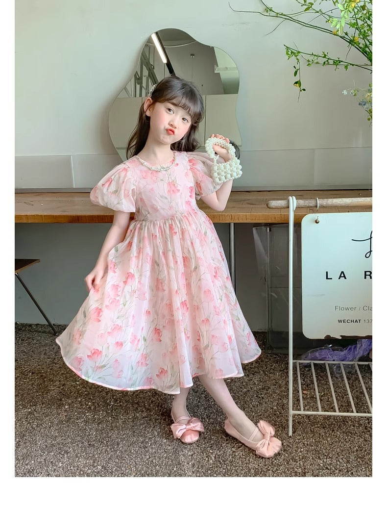 Western frock half sleeve floral printed frock for girls