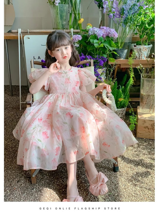 Western frock half sleeve floral printed frock for girls