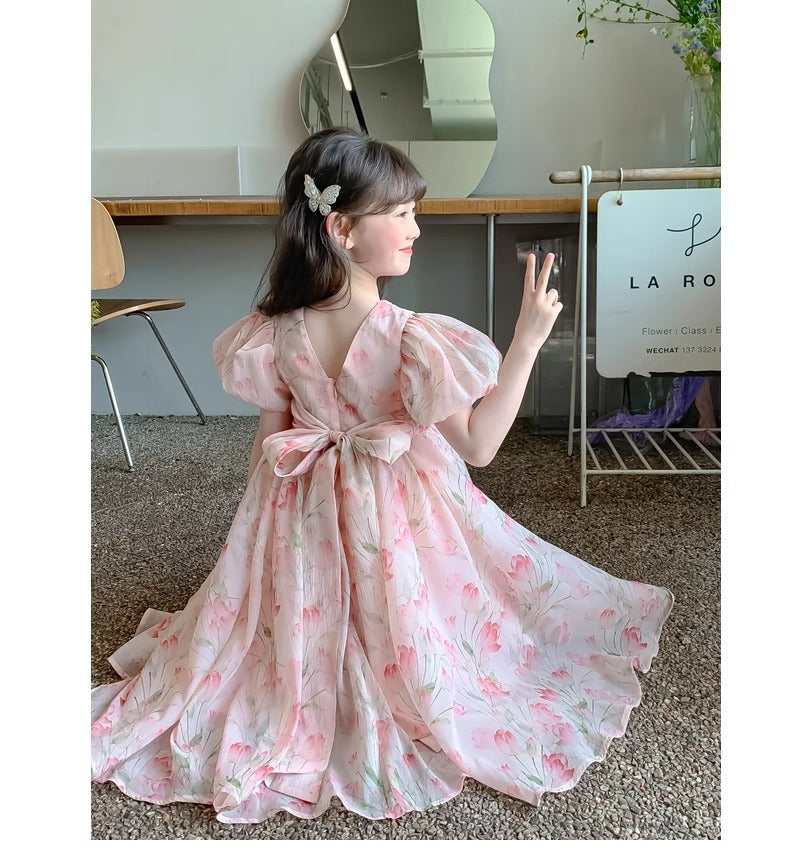 Western frock half sleeve floral printed frock for girls