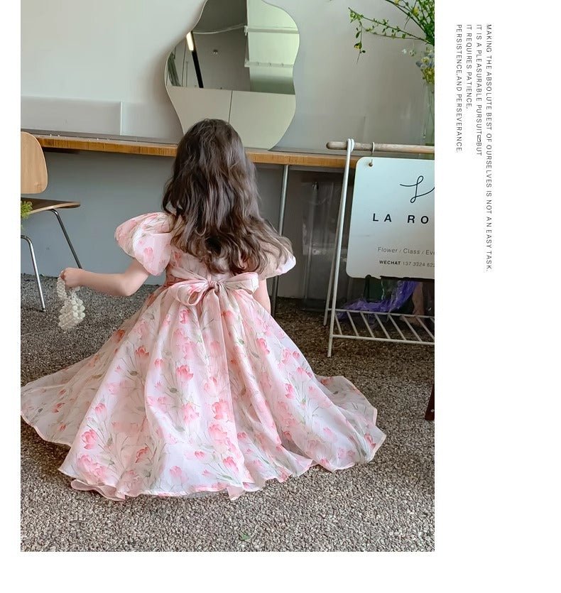 Western frock half sleeve floral printed frock for girls