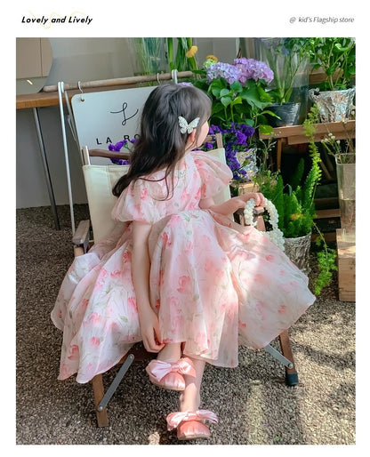 Western frock half sleeve floral printed frock for girls