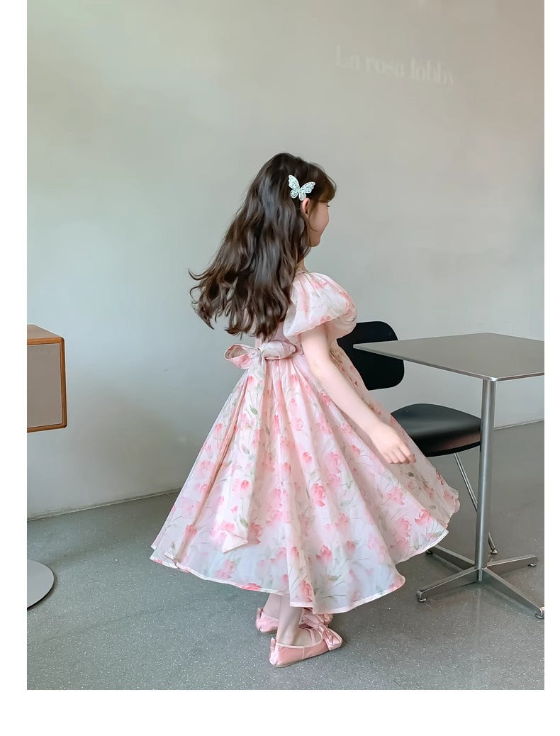 Western frock half sleeve floral printed frock for girls
