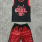 Cool Girl Printed Sleeveless Shirt with Sequins Shorts Summer Dress for Girls