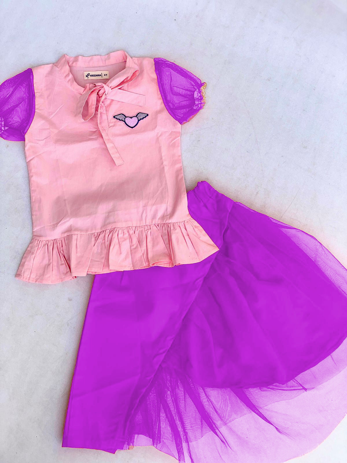 Stylish Net Skirt And Cotton Shirt (2PC)