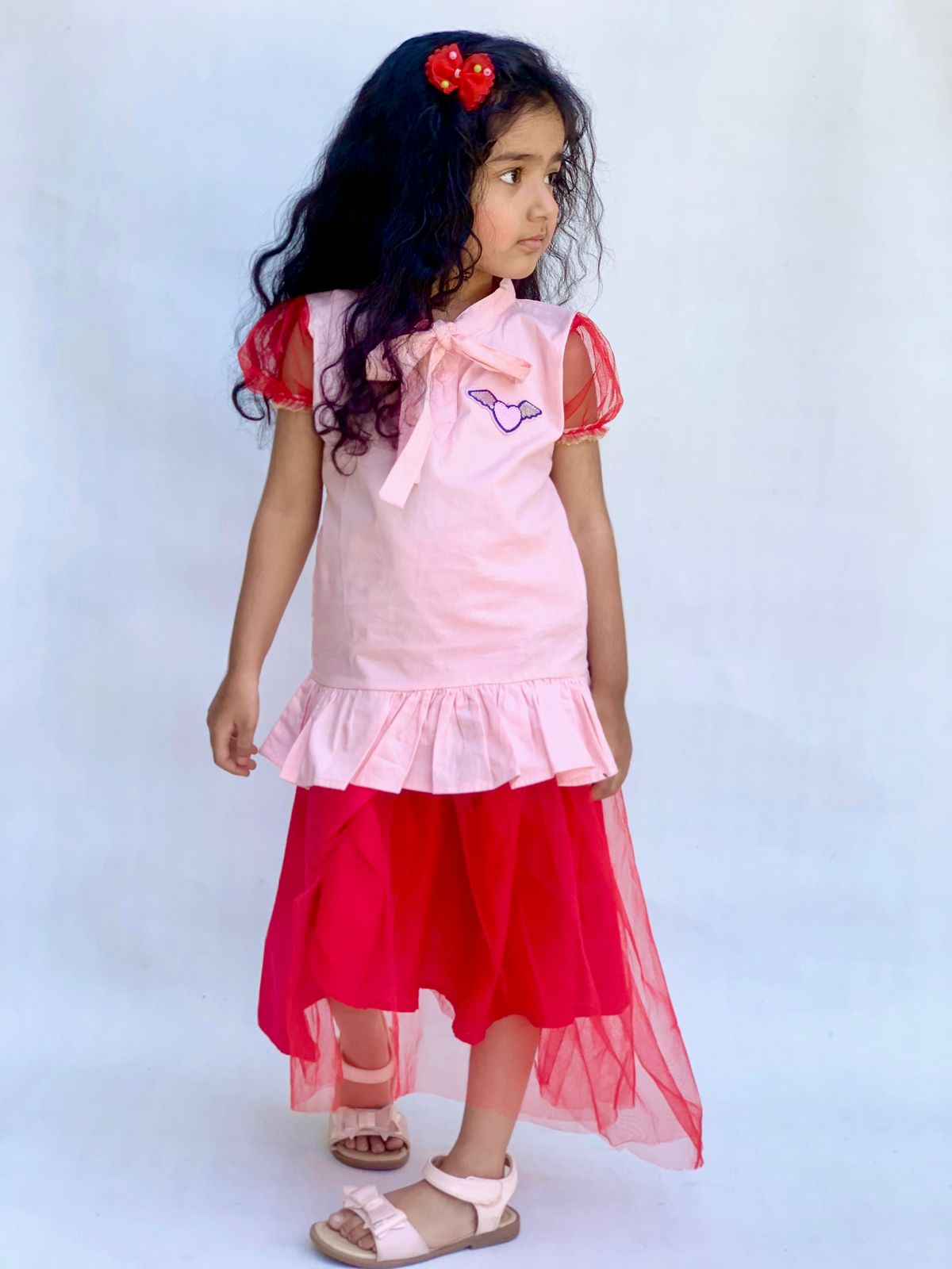Stylish Net Skirt And Cotton Shirt (2PC)