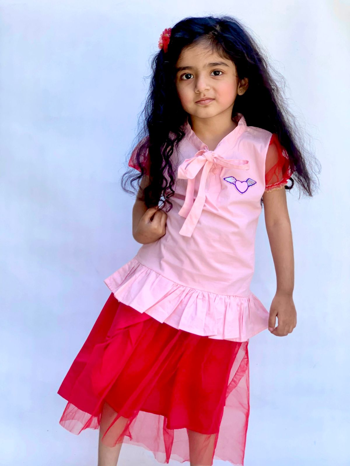 Stylish Net Skirt And Cotton Shirt (2PC)