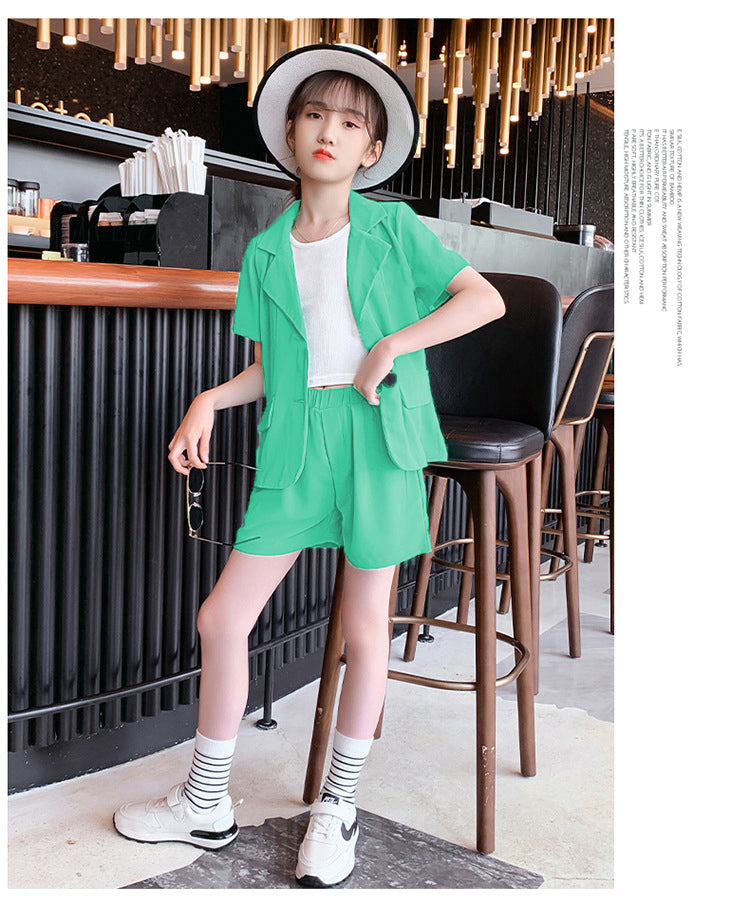3pcs casual style coat+shirt with short Formal Dress for boys and girls