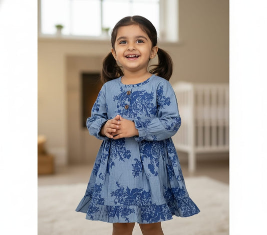 DENIM STYLE SUMMER FROCK FOR GIRLS