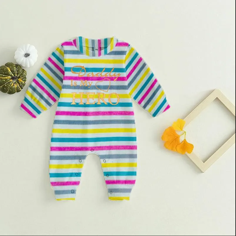 Cotton blended romper stripe style full sleeve summer dress for girls and boys