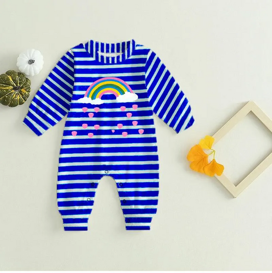 Cotton blended romper stripe style full sleeve summer dress for girls and boys