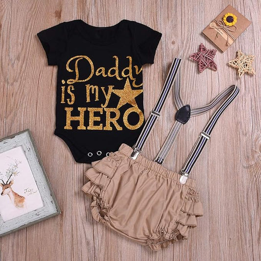 Dady print shirt with short + gallace 3 dress for girls