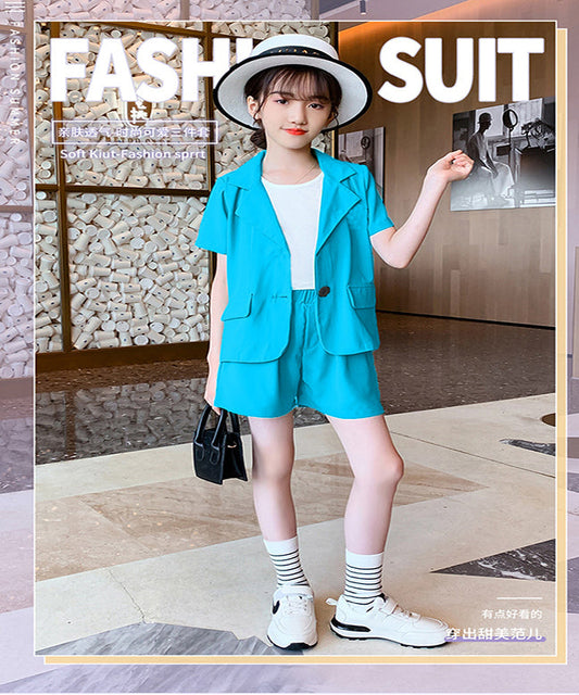 3pcs casual style coat+shirt with short Formal Dress for boys and girls