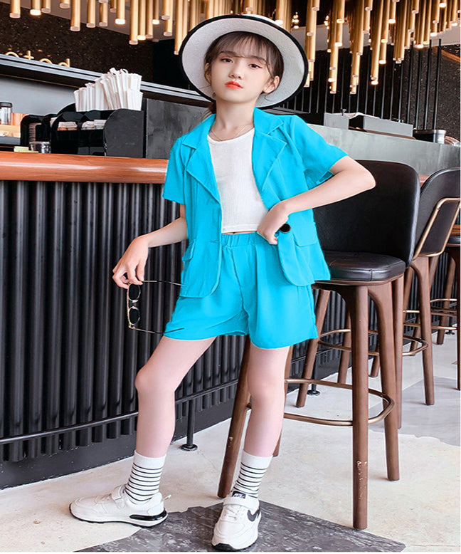 3pcs casual style coat+shirt with short Formal Dress for boys and girls
