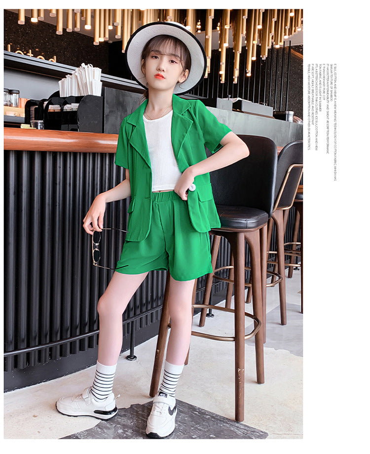 3pcs casual style coat+shirt with short Formal Dress for boys and girls