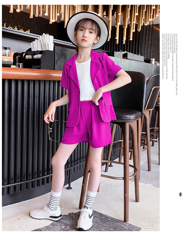 3pcs casual style coat+shirt with short Formal Dress for boys and girls