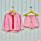 Breathable three piece set full sleeve shirt + vest + short dress girls