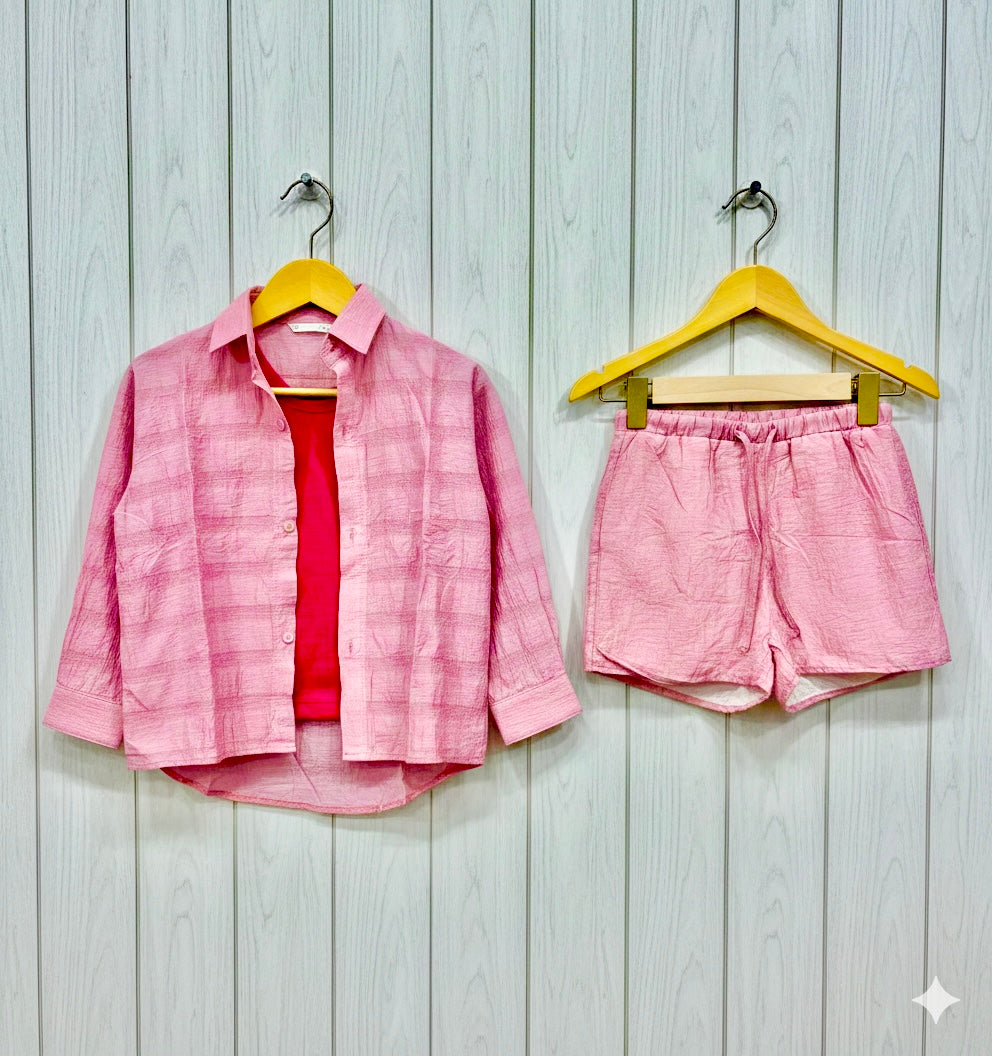 Breathable three piece set full sleeve shirt + vest + short dress girls