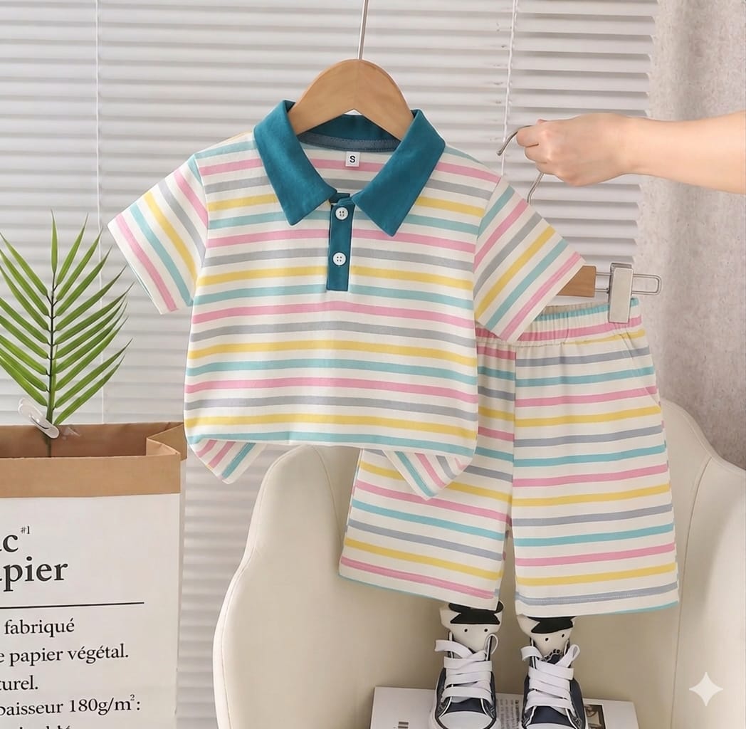 Boys cotton blended collar style shirt with short