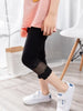 Girls' Summer Breathable Slim-Fit Capri Pants with Contrast Lace Trim, Stretchy Solid Color Casual Shorts for Skirts &amp; Dresses, Comfortable Playwear